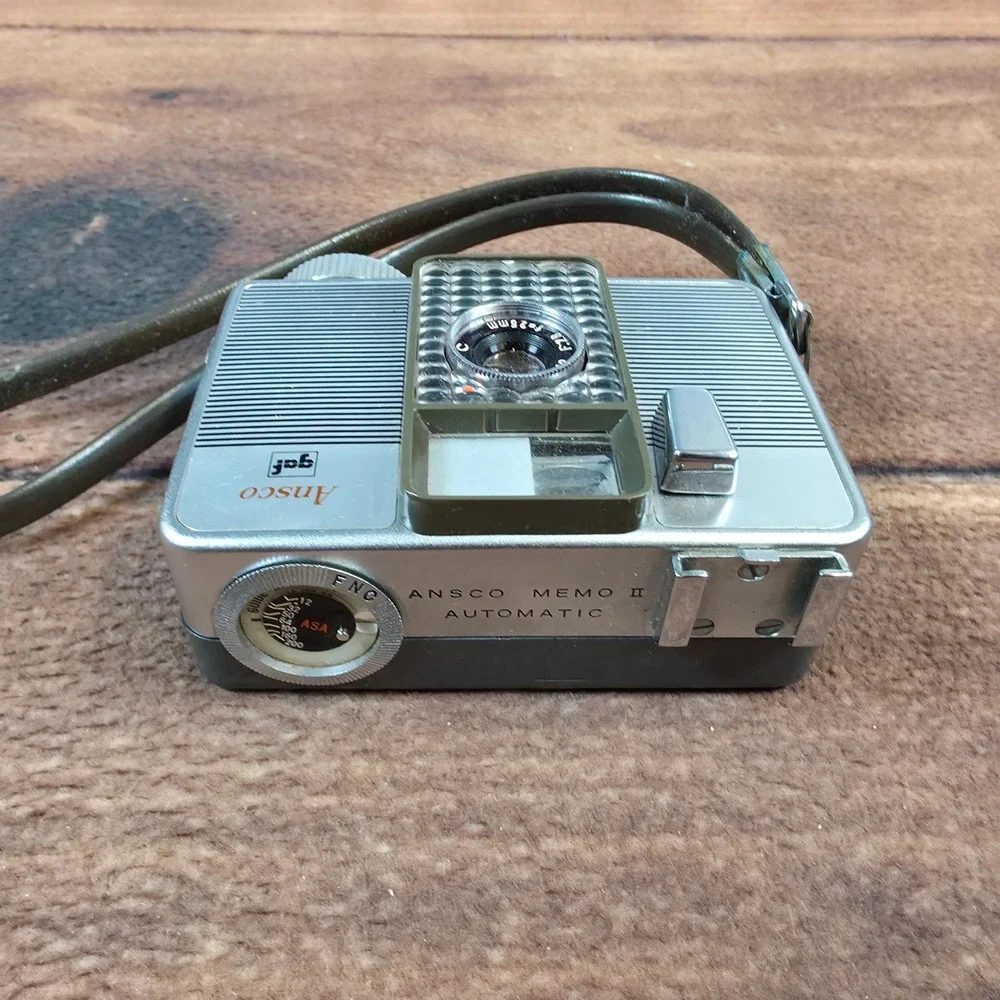 Ansco Memo II Automatic Camera 35mm Silver Good Half-Frame Ricoh Lens Case